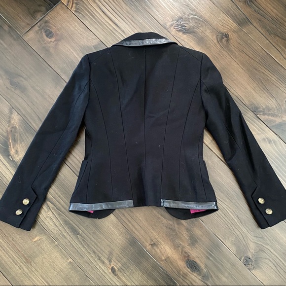 Bebe Collection - Black Fitted Blazer with Leather Trim - Picture 4 of 7